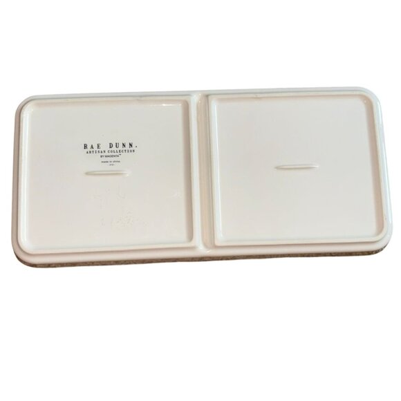 Rae Dunn HELLO PRETTY Jewelry Ceramic Vanity Trinket Organizer Divided Tray-GUC - Picture 4 of 5